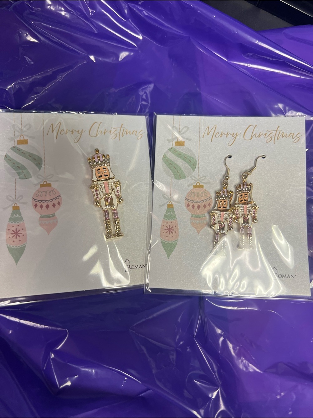 Roman Gold-Tone Earring and Pin Set Nutcracker